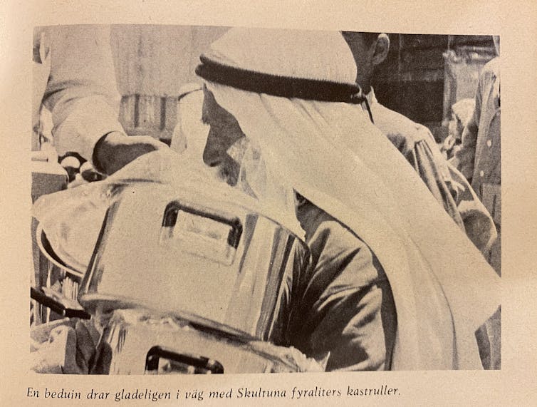 The cooking pot that become an emblem of Sweden’s dedication to serving to Palestine 1 A Bedouin Arab man in Beit 'Awaa receives a Skultana cooking pot.