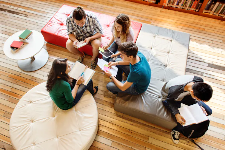 Group of students in a study space