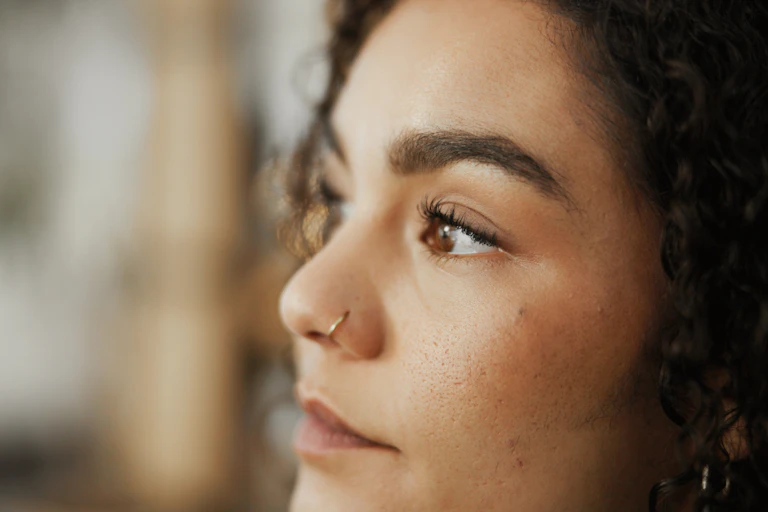 Close-up of a woman's face.