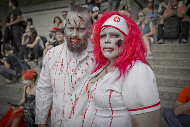 A doctor and nurse zombie pair