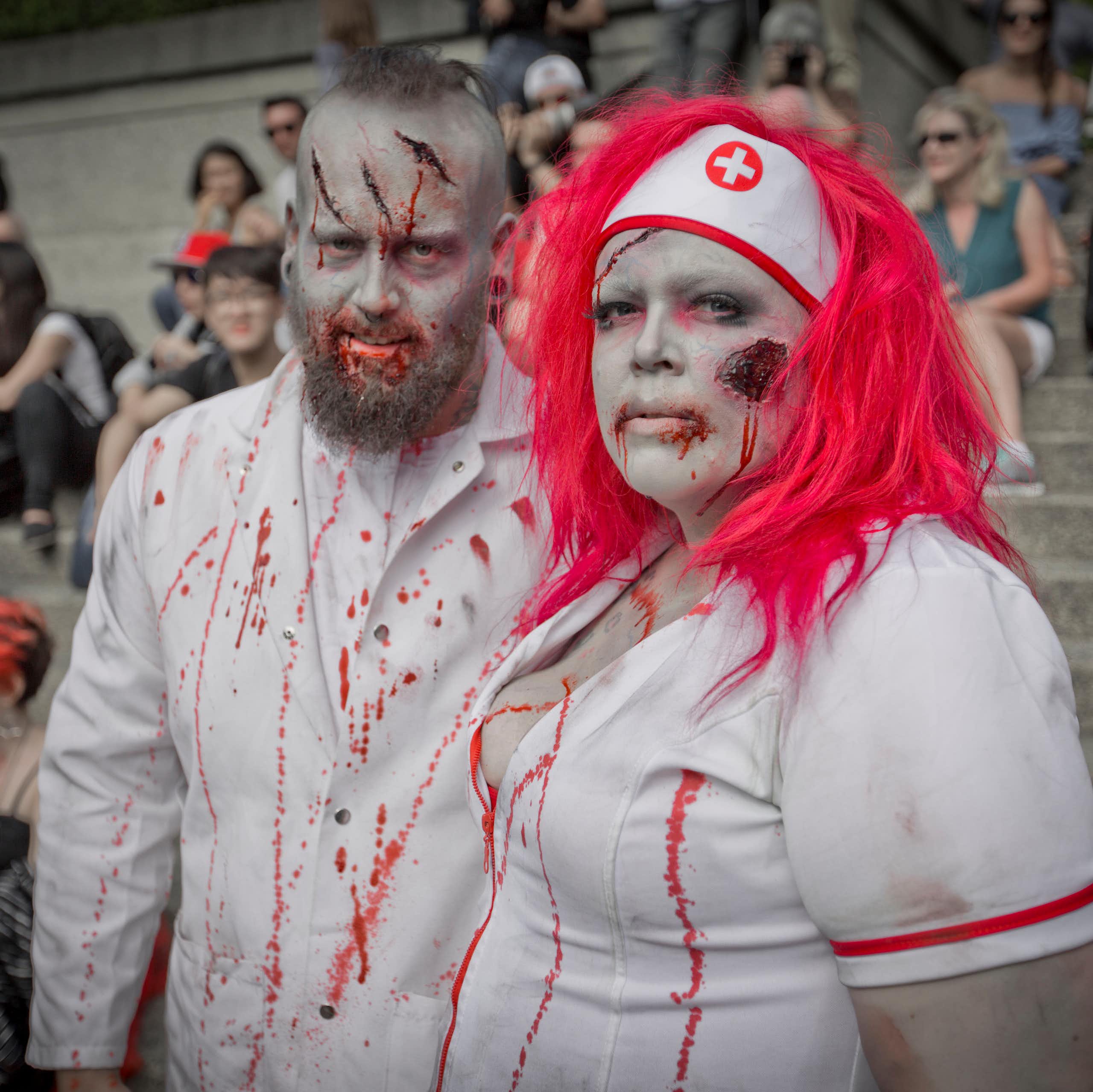 A doctor and nurse zombie pair