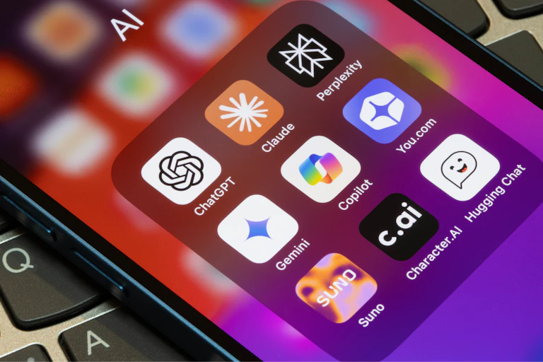 mobile phone screen showing various ai apps