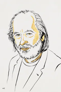 Ilustración de un hombre de barba y pelo largo.
