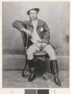 Author Marcus Clarke wearing a cabbage tree hat in the 1800s.