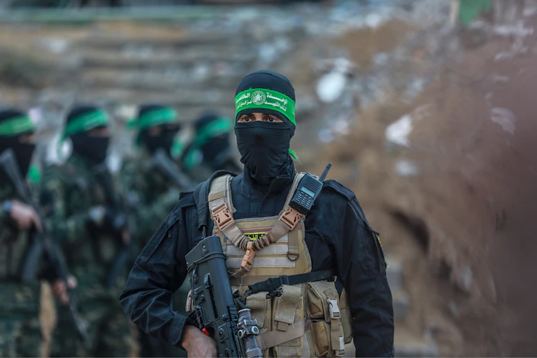 A Hamas militant standing guard.