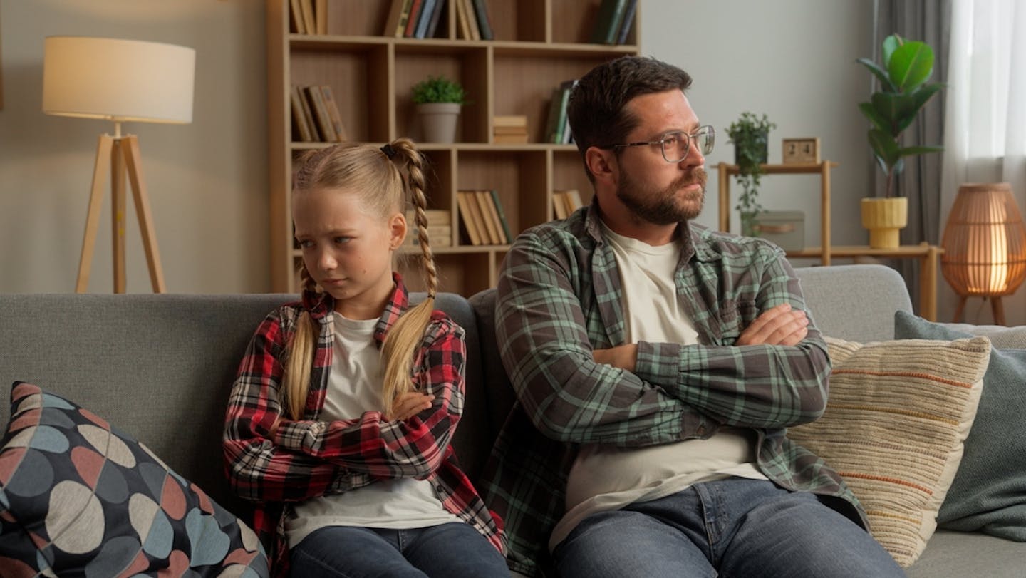 Father and daughter not talking to one another