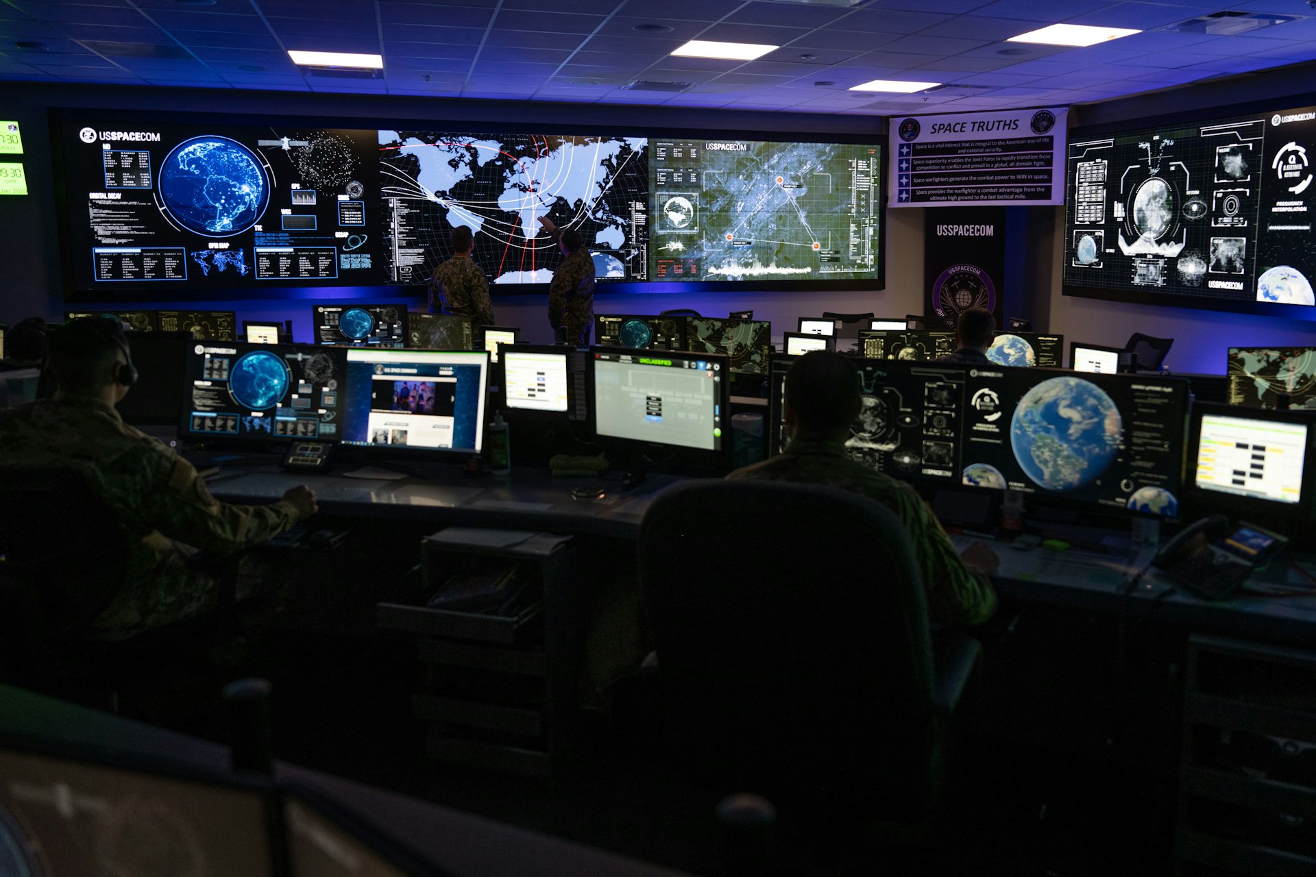 The US Space Command Joint Operations Center at Peterson Space Force Base, Colorado