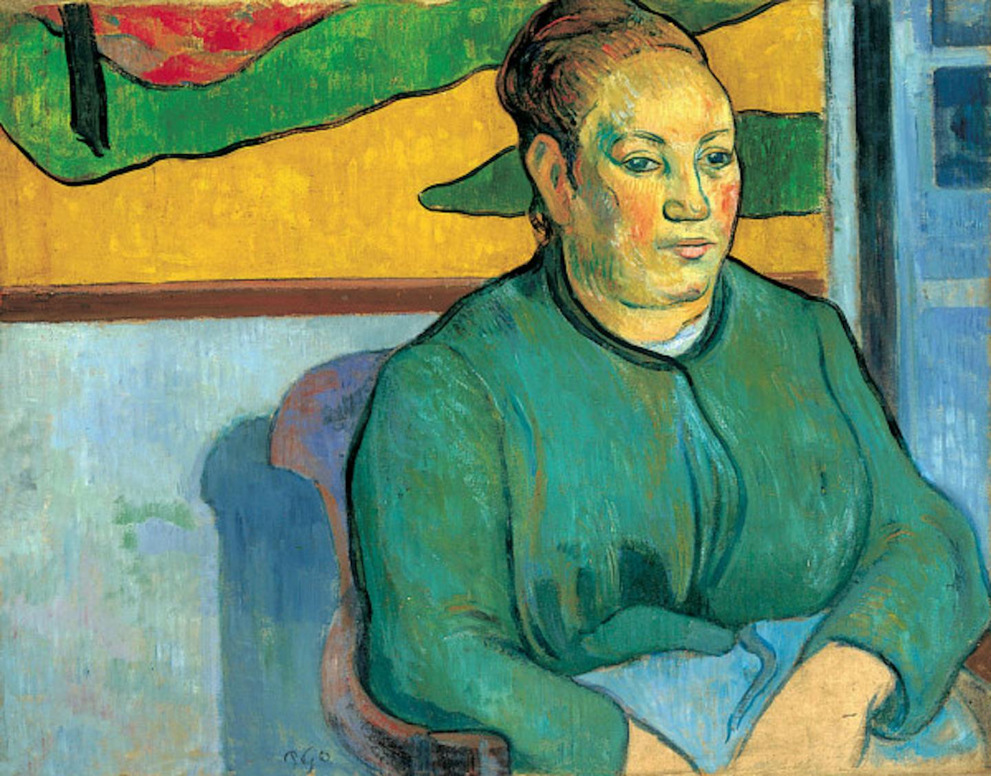 Colourful painting of a woman in a chair