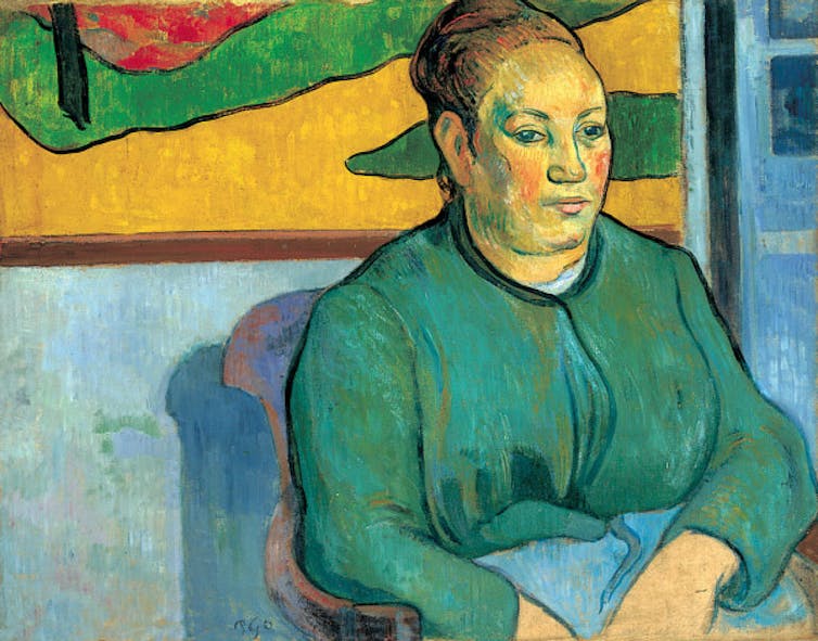 Colourful painting of a woman in a chair