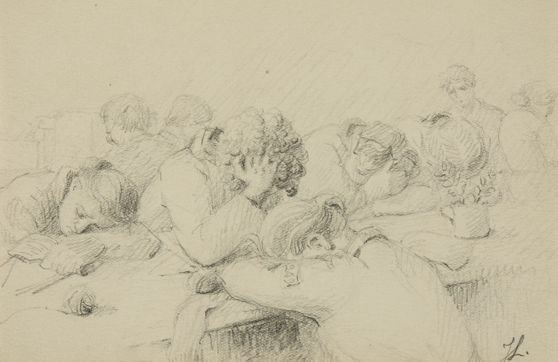A sketch of concentration camp inmates