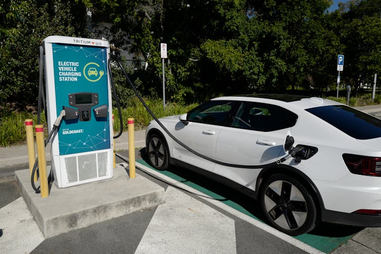 EV charging in a public spot.