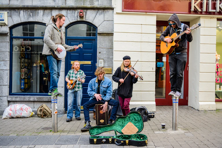 Musicians busking in Galway.