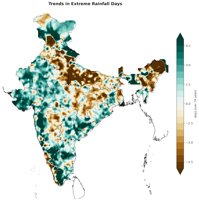 Why India’s monsoon is becoming more extreme – even though overall rainfall has hardly increased 4 Map of India