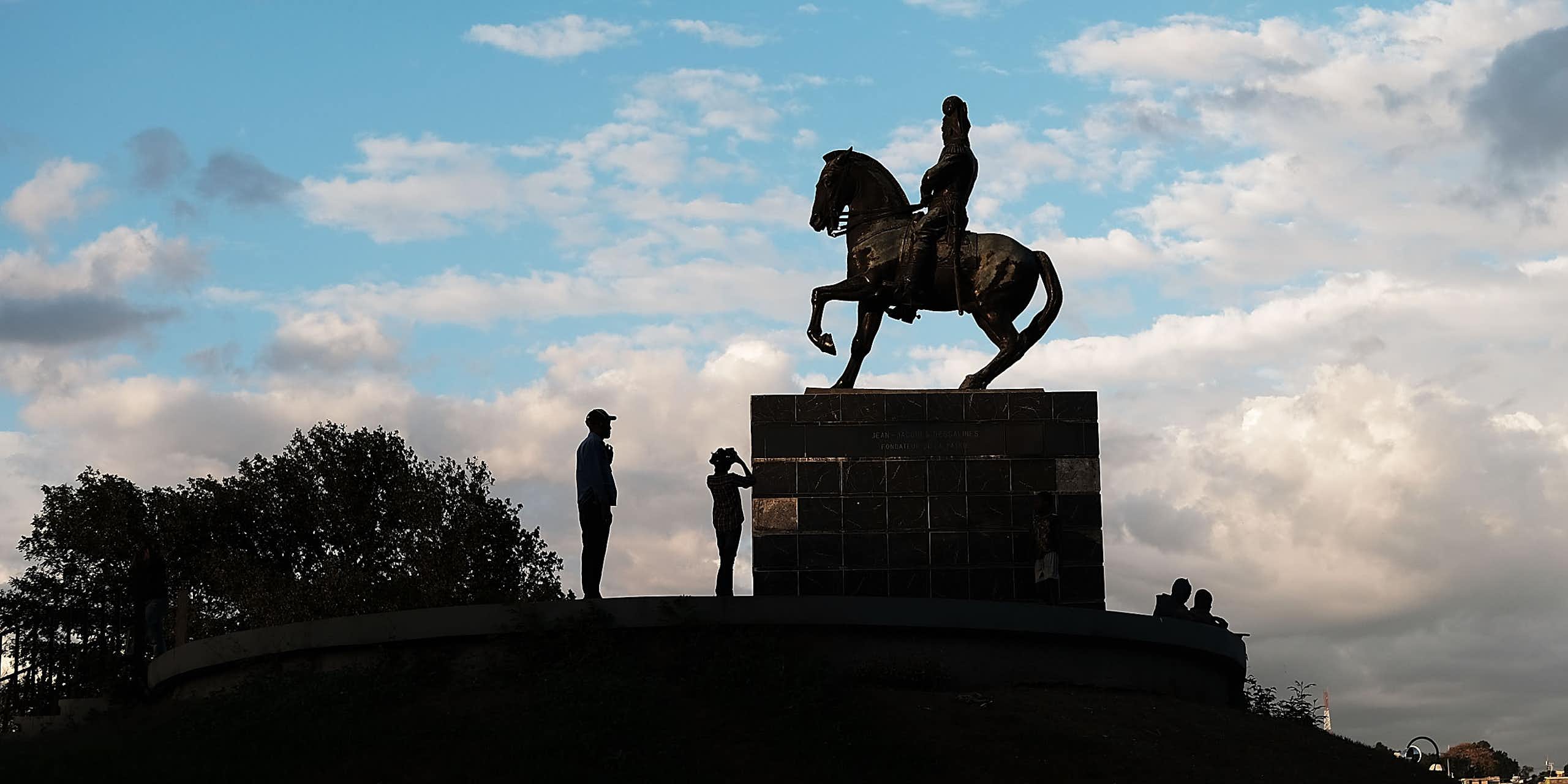 A statue of a person on horseback.