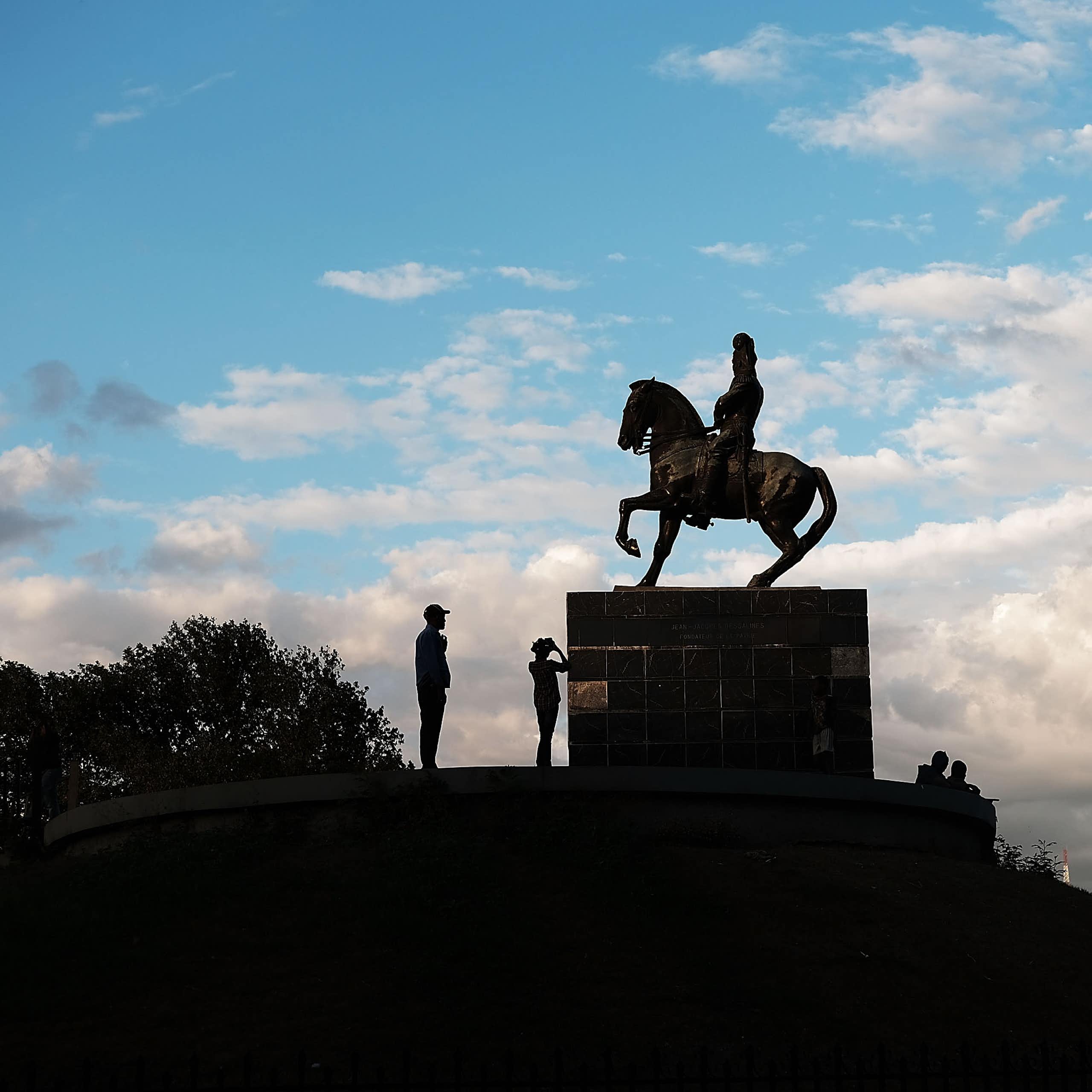 A statue of a person on horseback.