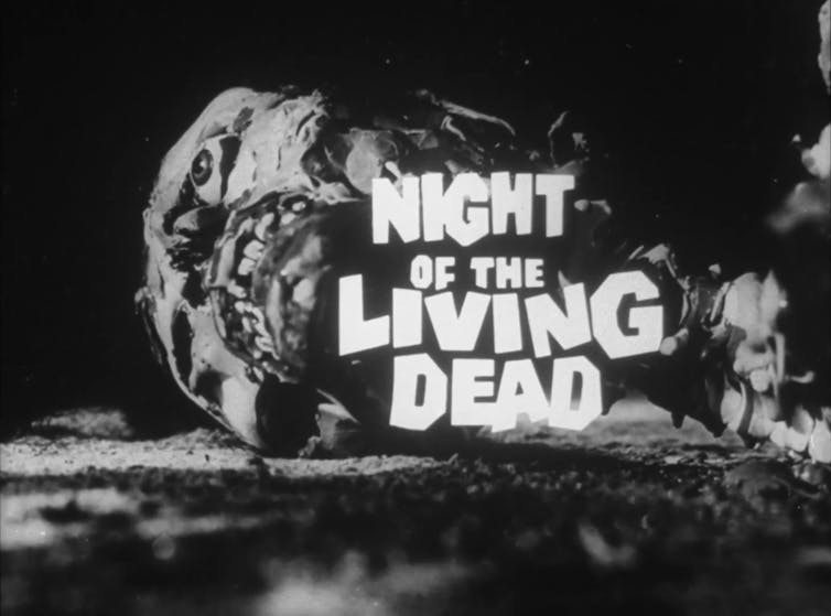 A screenshot for the trailer of Night of the Living Dead