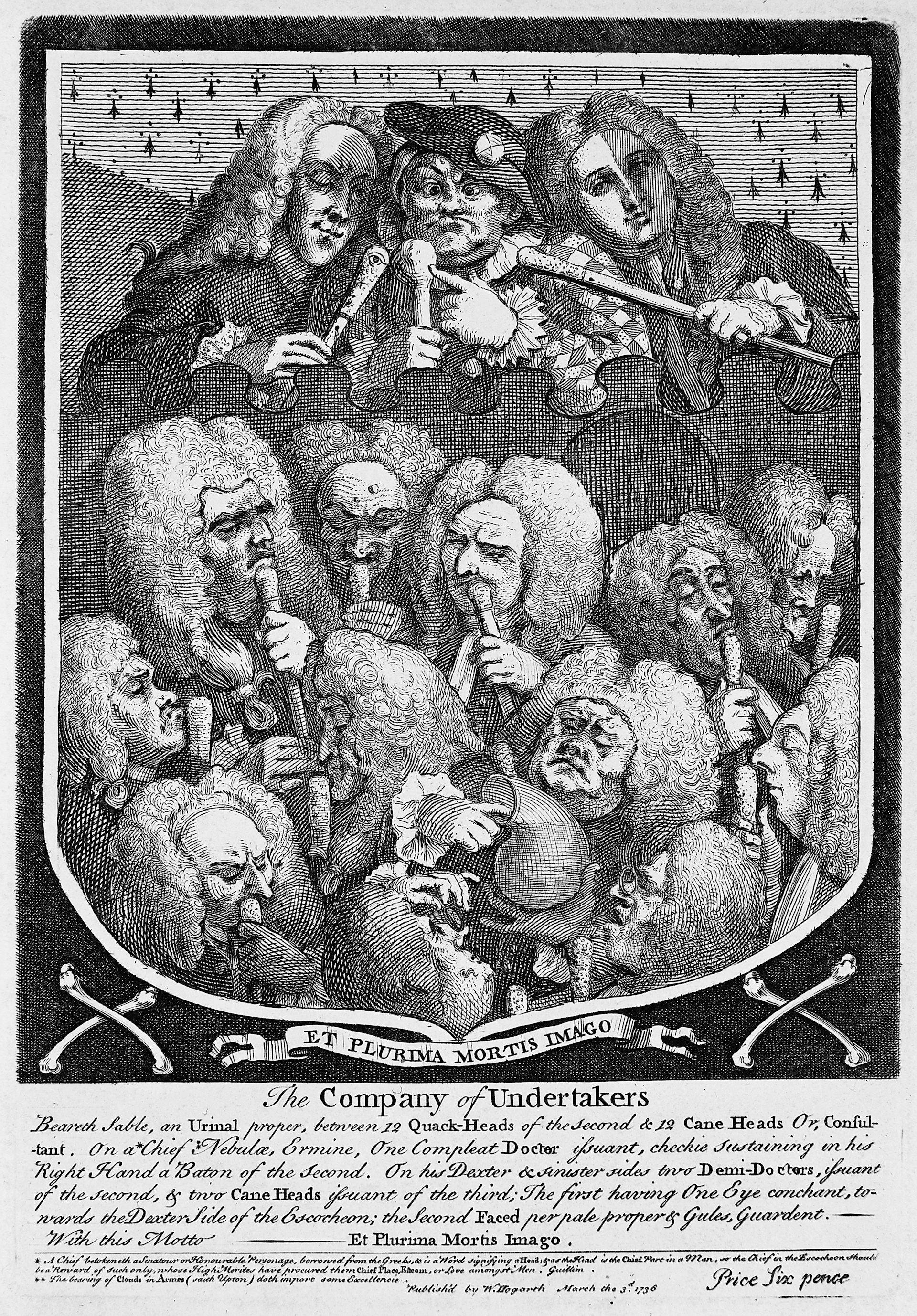 A cartoon of undertakers in wigs.