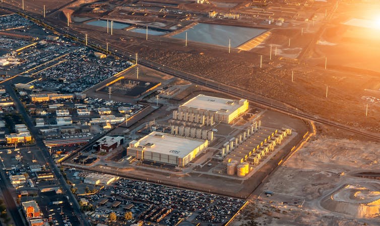 aerial view of a google data centre in nevada, usa