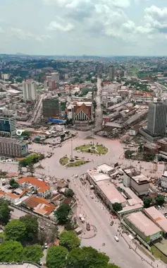 The city of Yaoundé viewed from a drone in the sky