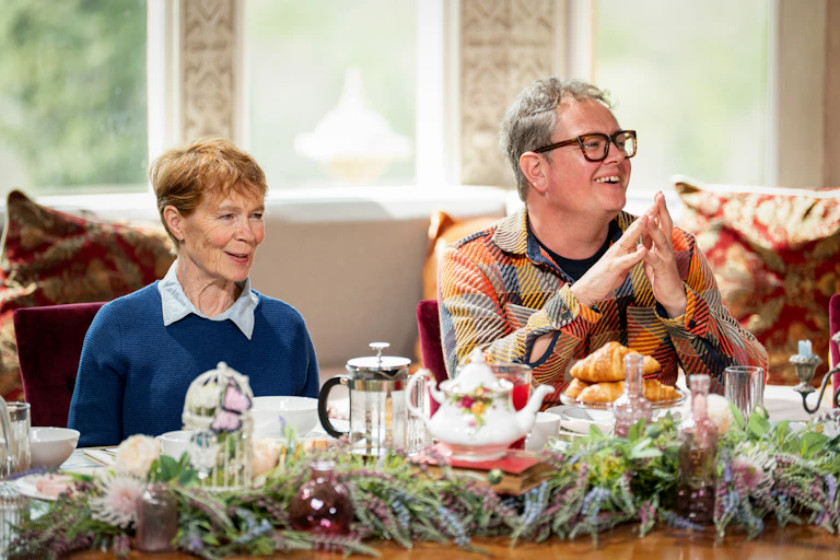 Celia Imrie and Alan Carr in The Celebrity Traitors.