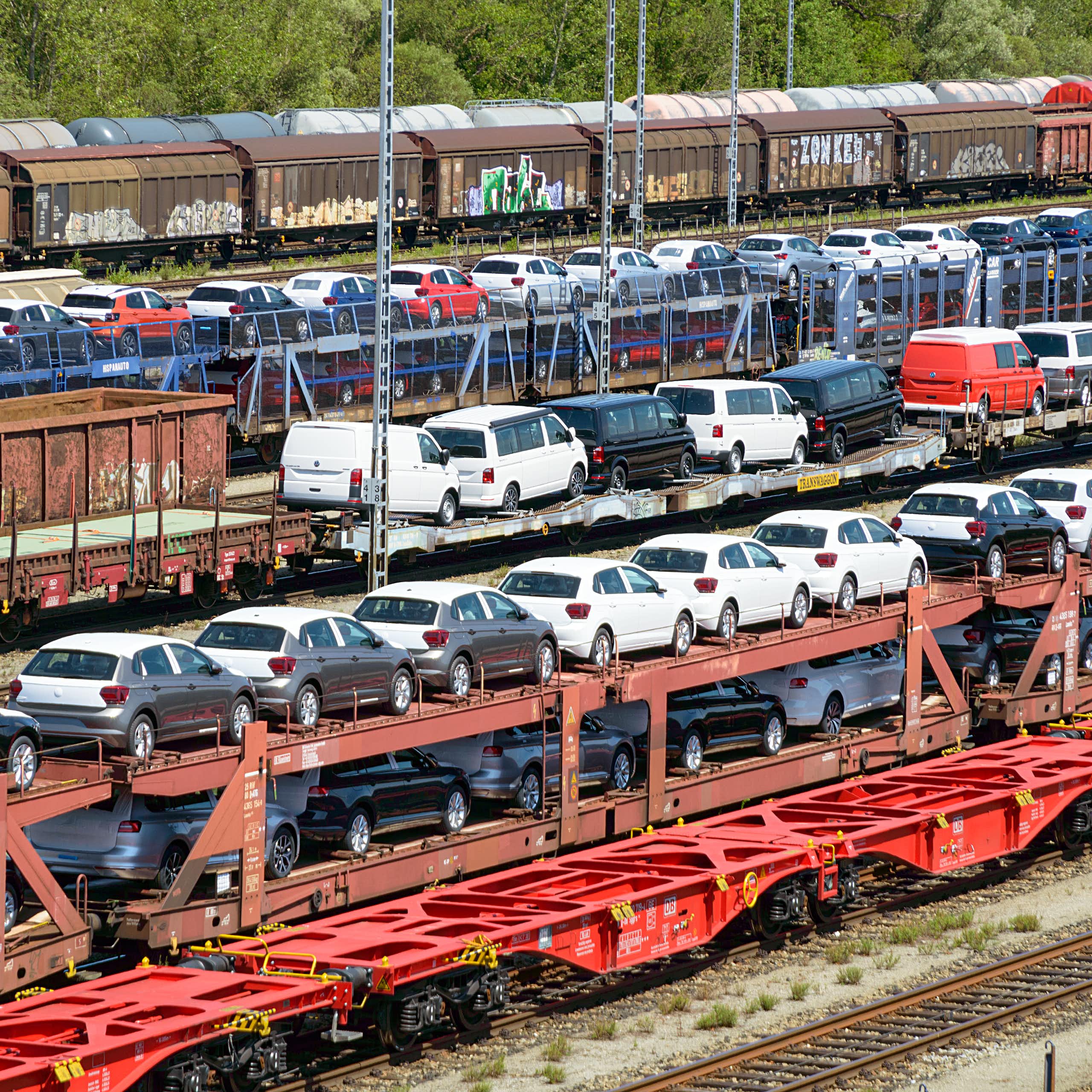 Voitures sur des trains en Allemagne