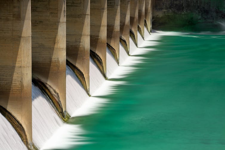water being released from hydropower dam