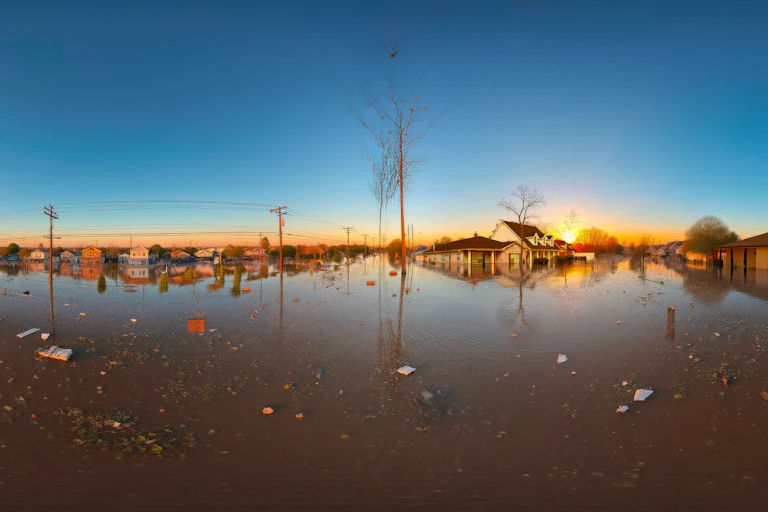 flooded new orleans residential area