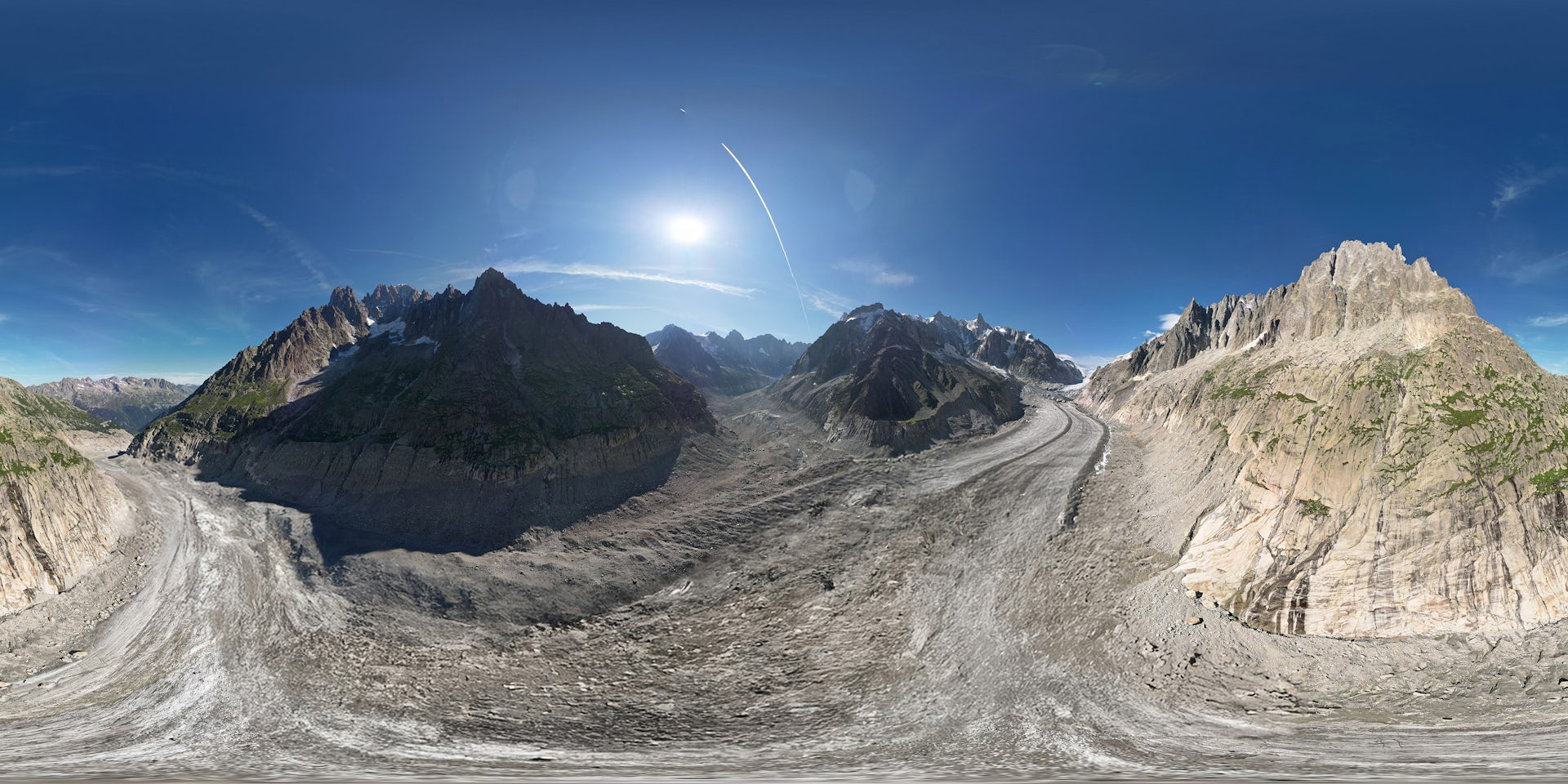 bare mountain range, no snow, blue sky