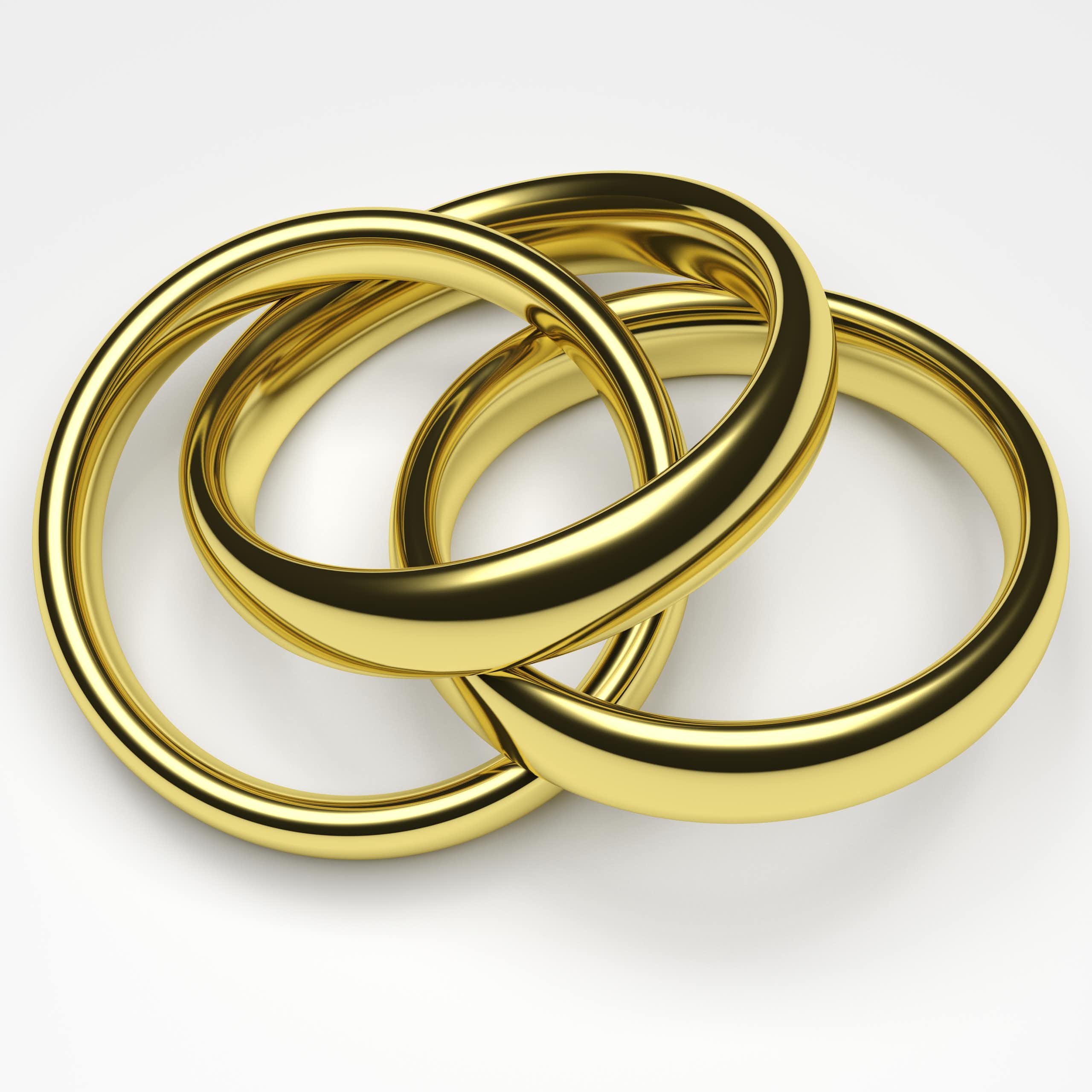 three gold rings intertwined