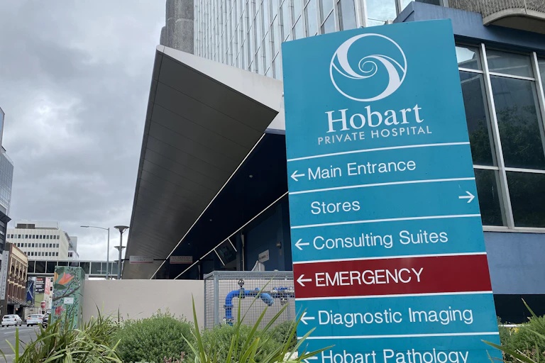 A general view of signage at Hobart Private Hospital