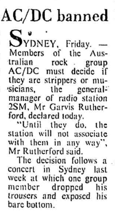 AC/DC banned: Members of the group must decide if they are strippers or musicians, said the general manager of 2SM.