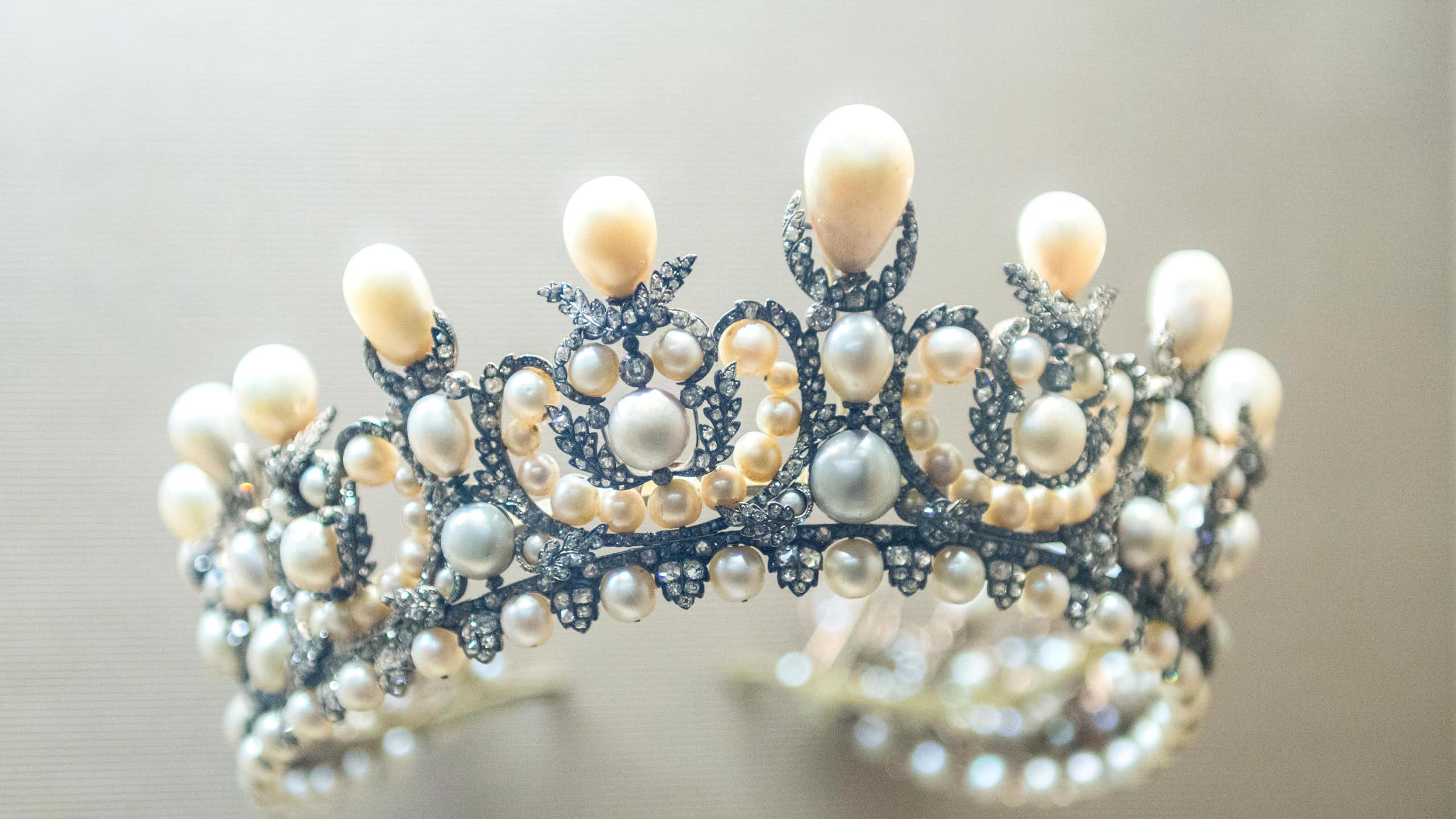 A tiara decorated with pearls