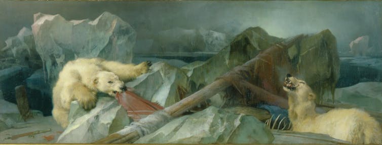 The Arctic in Guillermo del Toro’s Frankenstein finds extra about empire than about monsters 2 Painting of two polar bears tearing at flesh in the Arctic