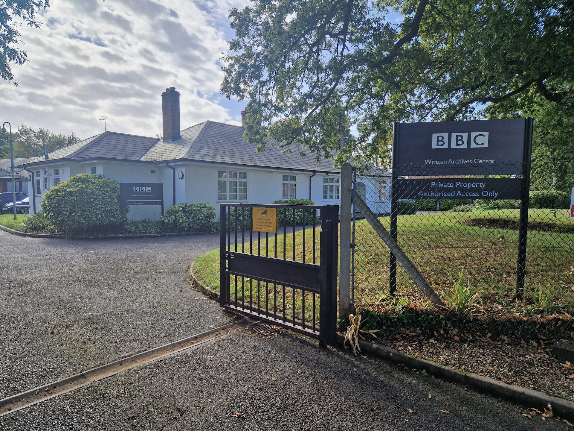 BBC Written Archives Centre, a small bungalow with a sign outside
