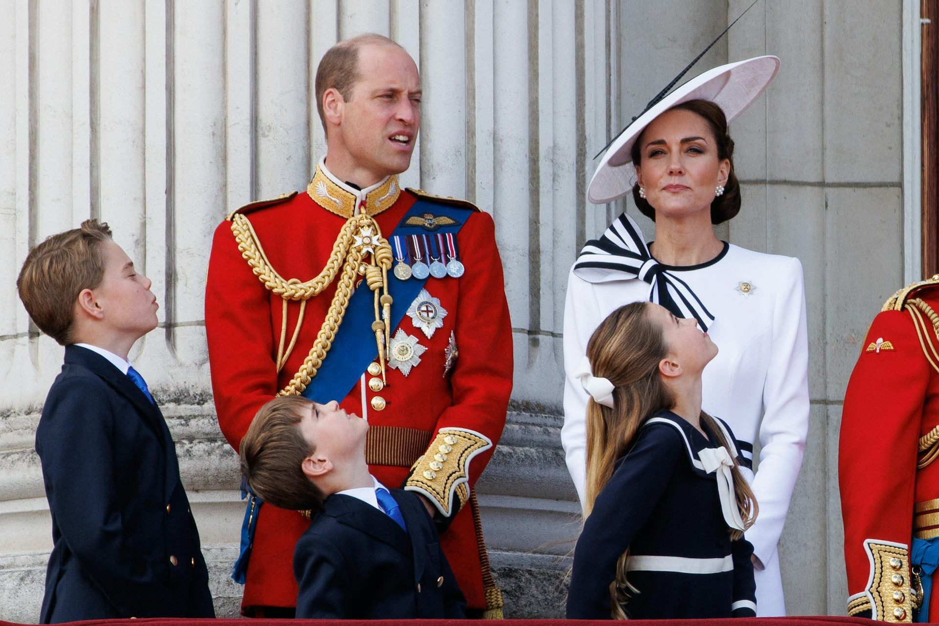 William, Kate and children on the balcony at Trooping the Colour