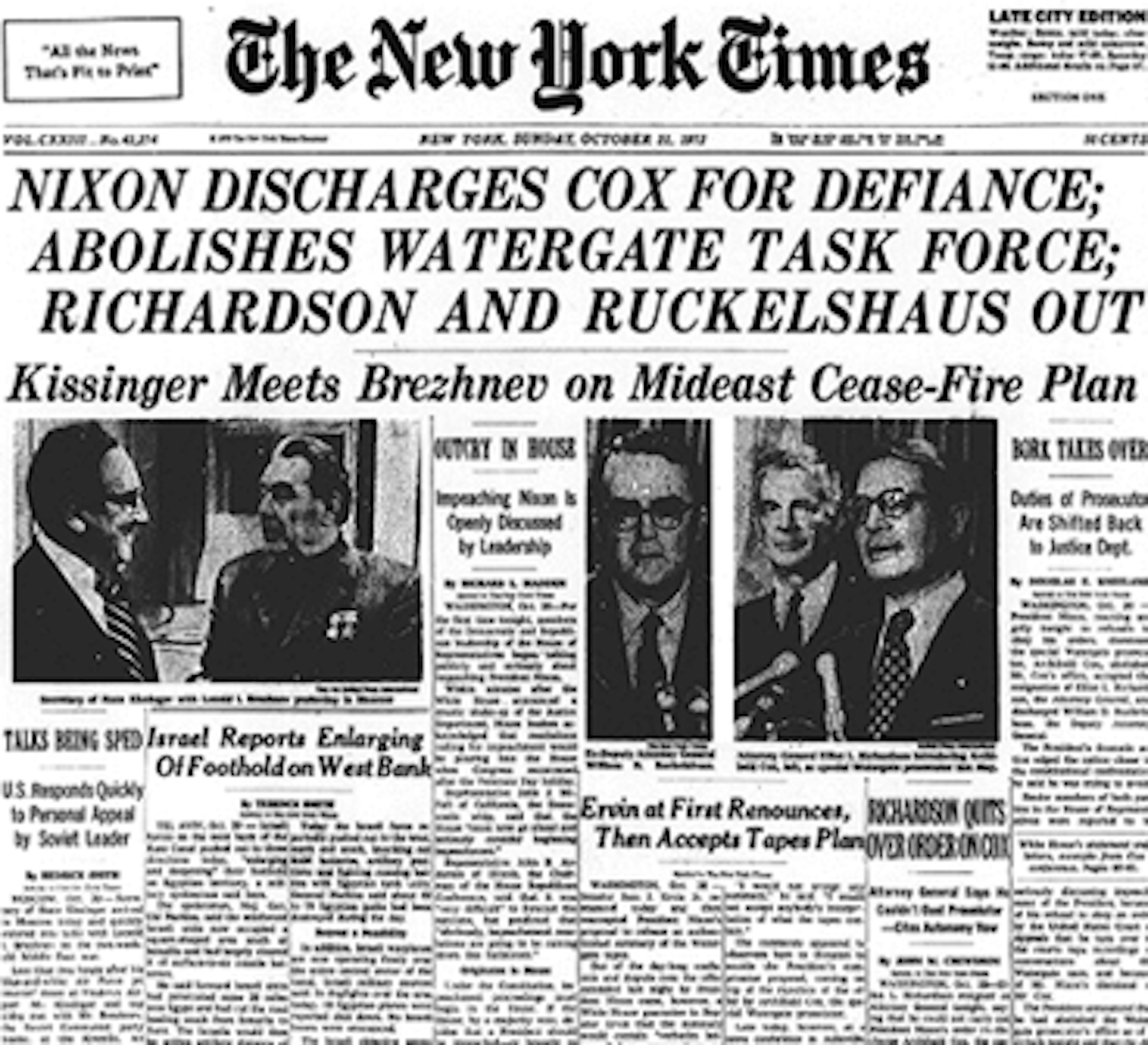 Cut out of a New York Times story from the Nixon era.