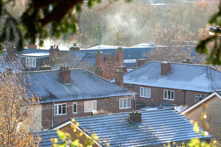 House roofs in winter