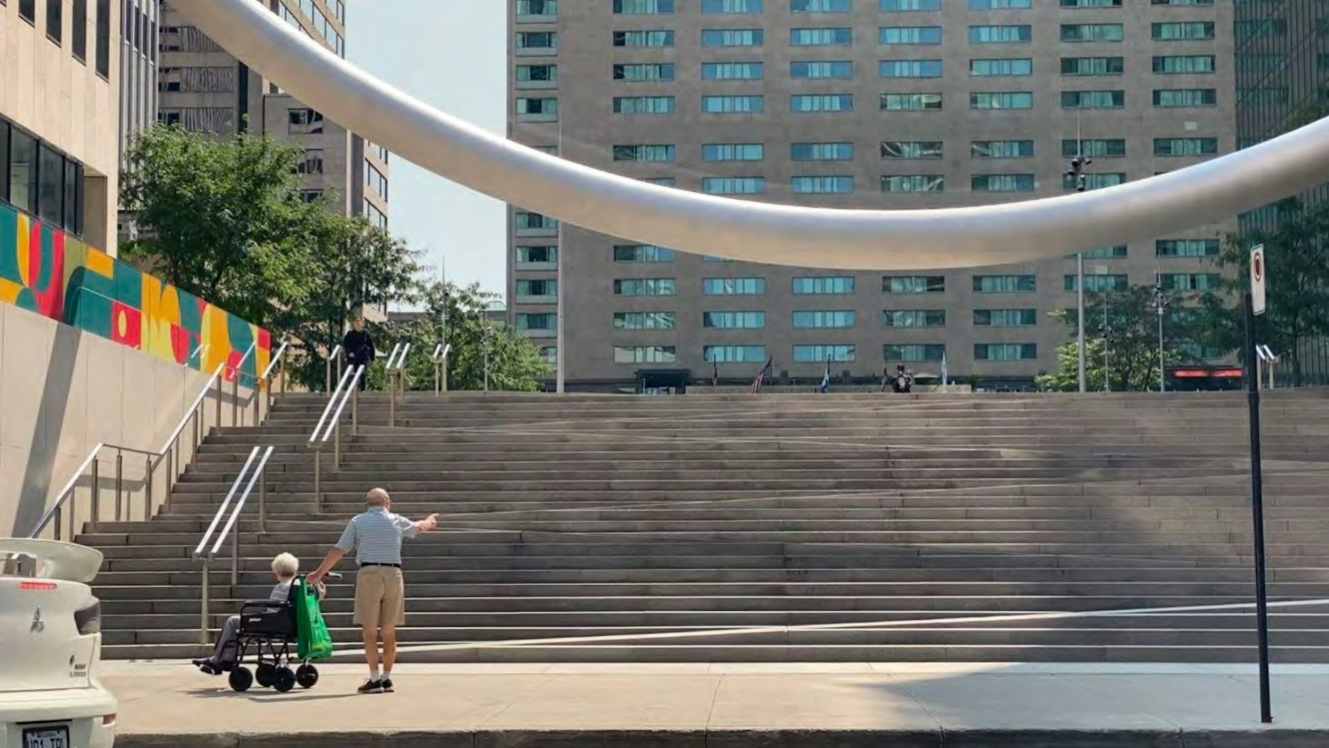 a ramp next to steps