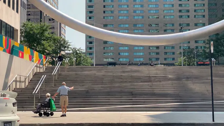 a ramp next to steps