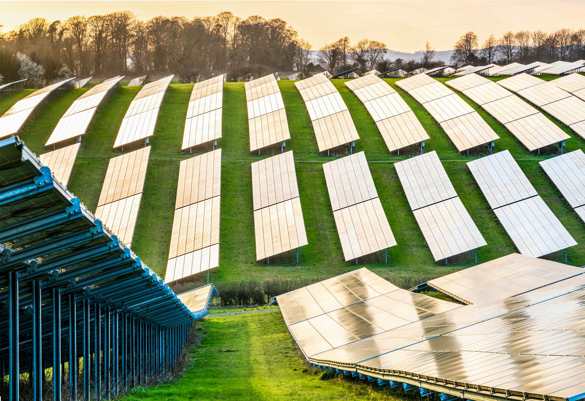 Solar panels in field.