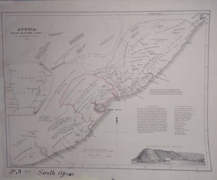 The Jew in King Shaka’s court docket: How a Nineteenth-century castaway formed a Zulu chief’s legacy 1 A black and white map of a coastal area.