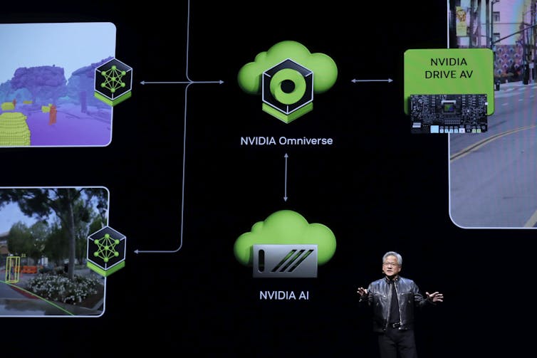 Chief executive of Nvidia Jensen Huang speaking on stage