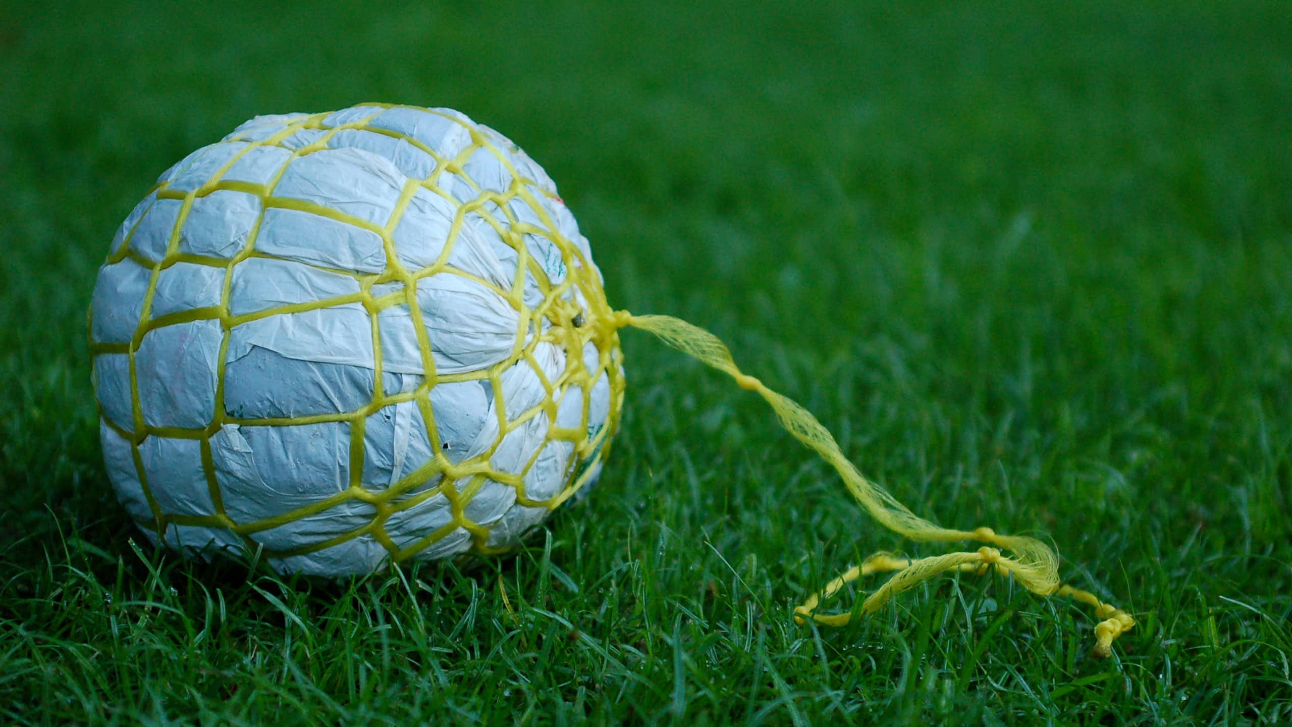 Garbage ball made out of plastic and twine