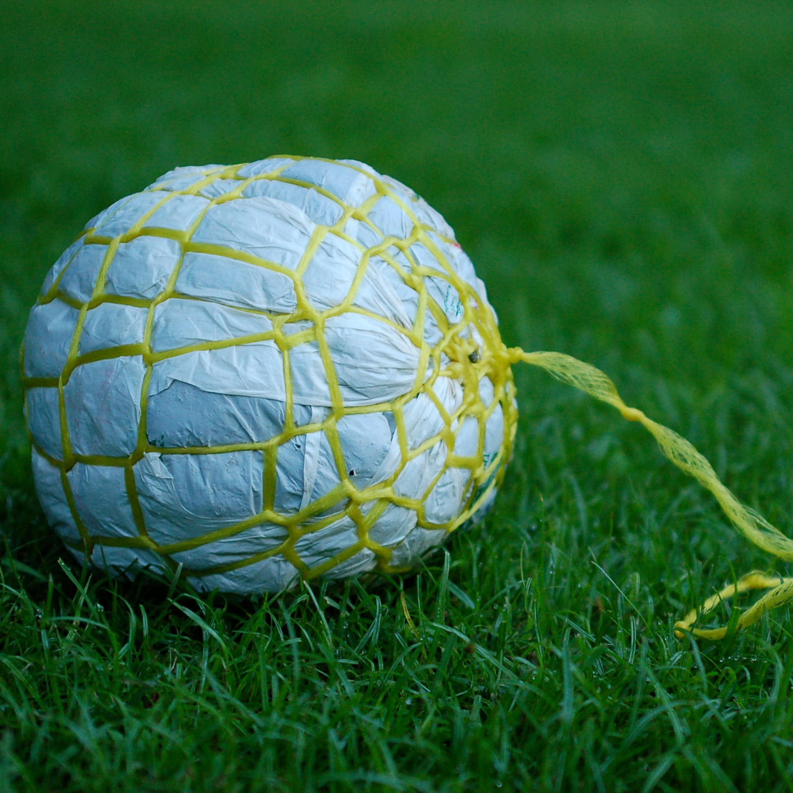 Garbage ball made out of plastic and twine