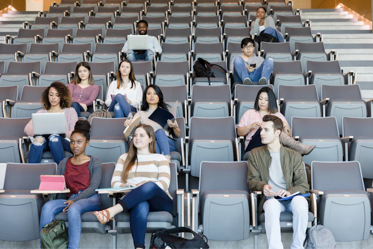 College students sitting in lecture hall