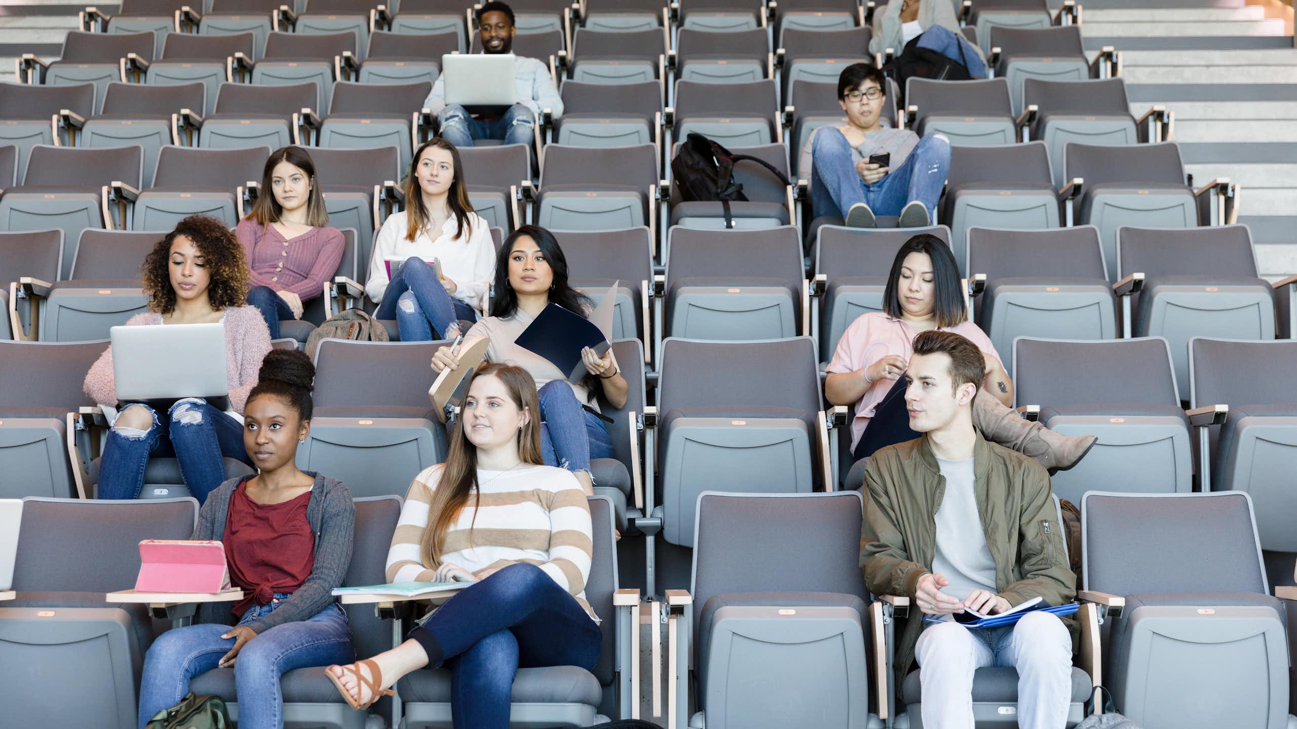 College students sitting in lecture hall