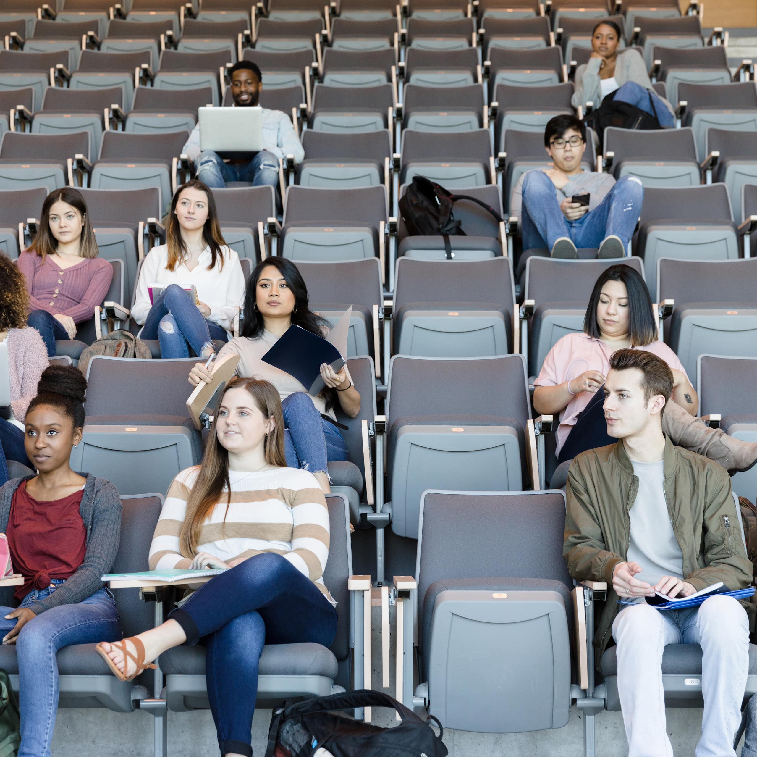 College students sitting in lecture hall