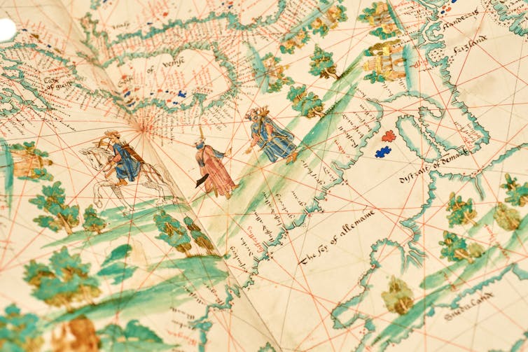 Close-up of an old fashioned map