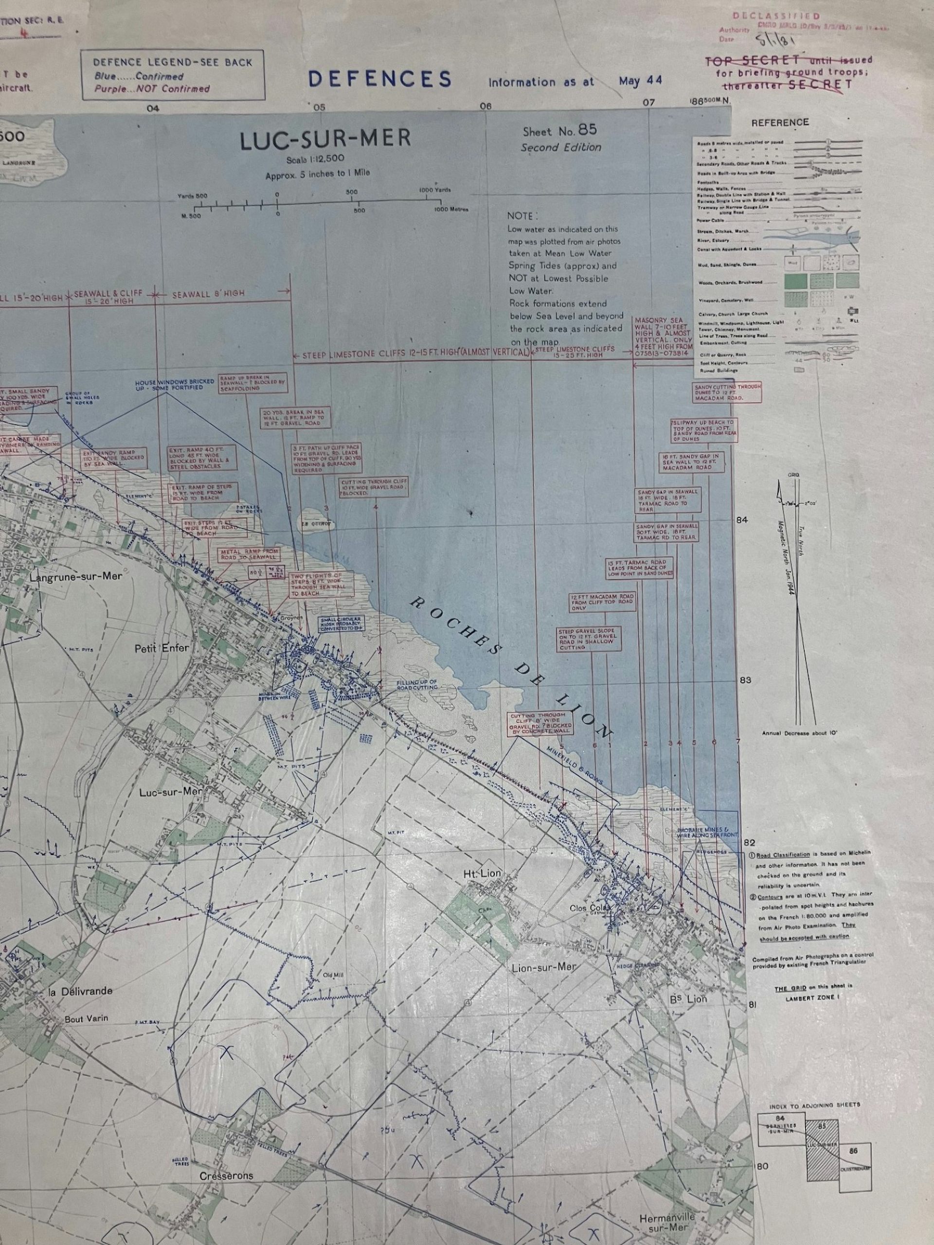 A D-Day planning map showing the eastern half of Sword Beach