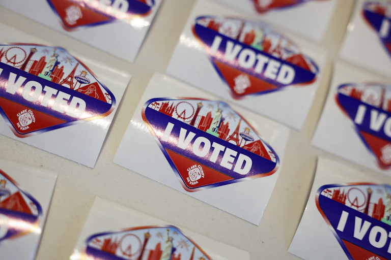 Voting stickers for Nevada in 2024.